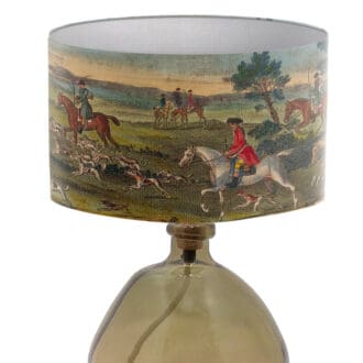 lampshade horse and hound hunting scene vintage fine art lamp shade