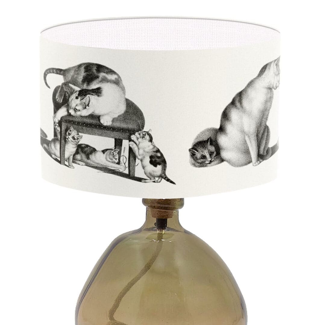 lampshade with cat illustration cat lovers lamp shade print