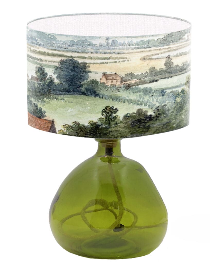 unusual vintage fine art print lampshade period lighting country landscape scene lamp shade