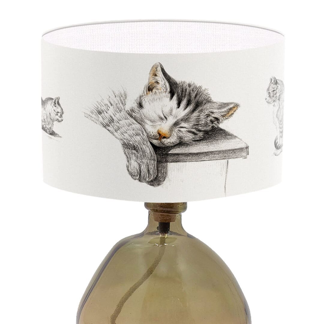 lampshade with cute cat print illustration cat sketch cat lovers