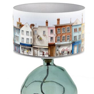 table lampshade houses shops illustration