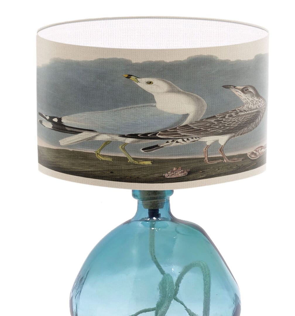 seaside coastal vintage print lampshade seagulls lamp shade