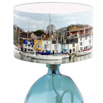 lampshade with photographic print weymouth harbour dorset coastal lighting