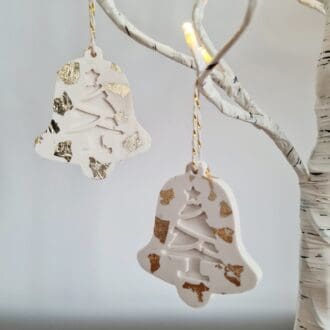 Gold leaf hanging bell Christmas decoration