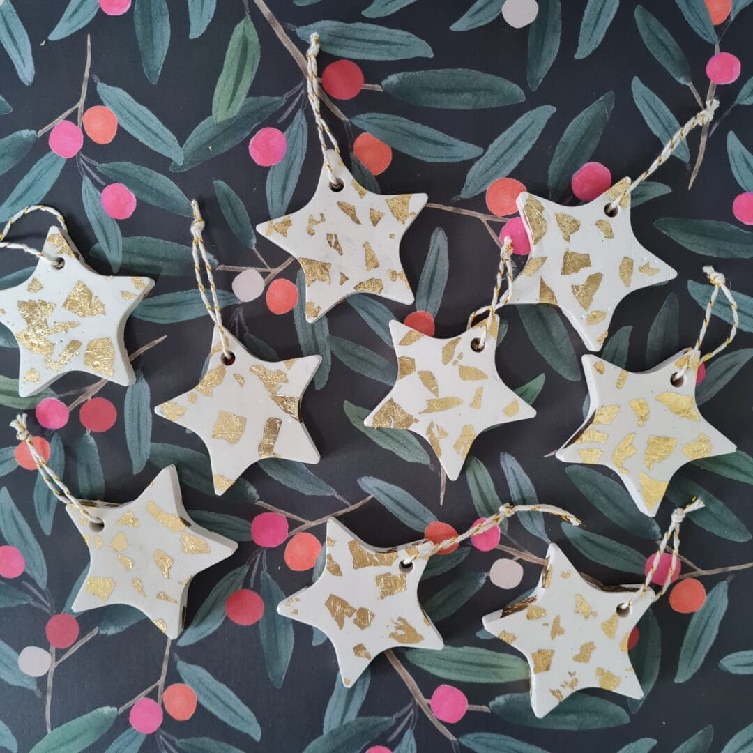 Terrazzo gold leaf star Christmas decoration