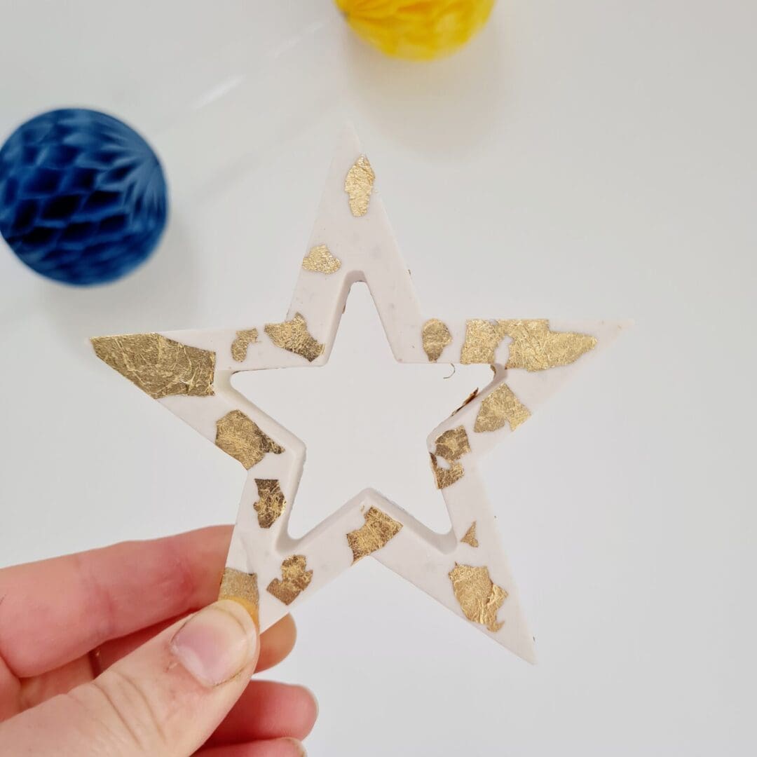 Freestanding gold leaf Christmas star