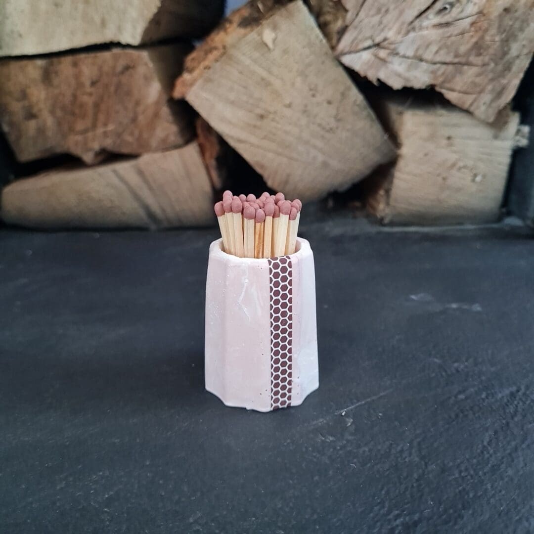 Match striker pot, matchstick holder, matchstick pot with striker pad