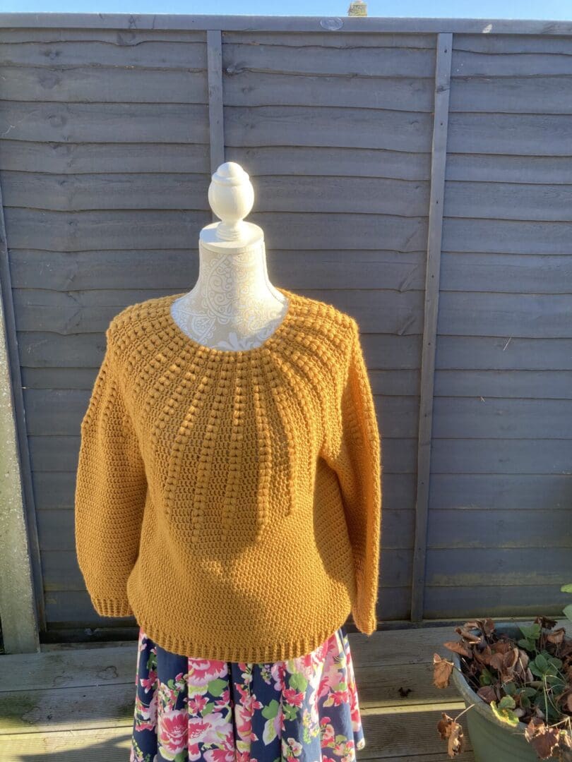 Crochet Mustard Yellow Crew Neck Jumper