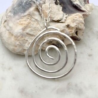 925 Sterling Silver Hammered Spiral Wire Necklace