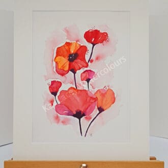 Original Watercolour painting of Abstract Poppies