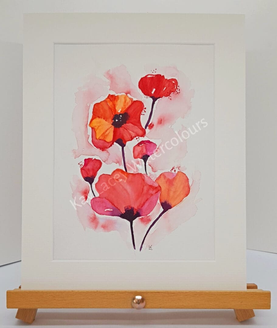 Original Watercolour painting of Abstract Poppies