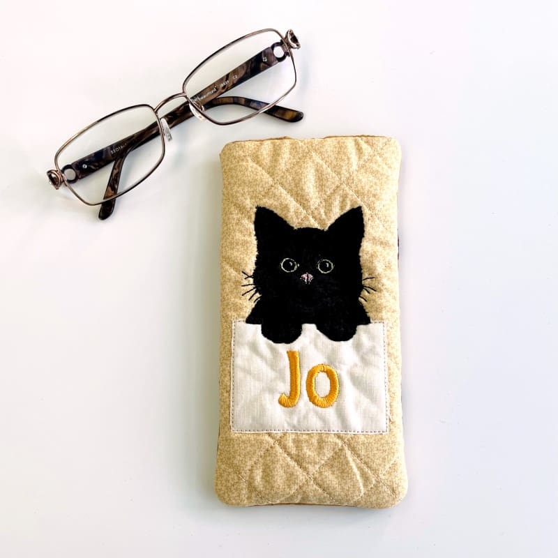 Black Cat Face Glasses Case Jo