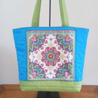 Bright green and blue mandala bag