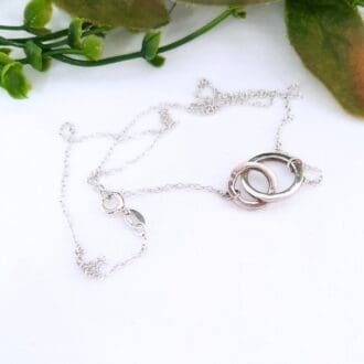 Silver connecting circles necklace.