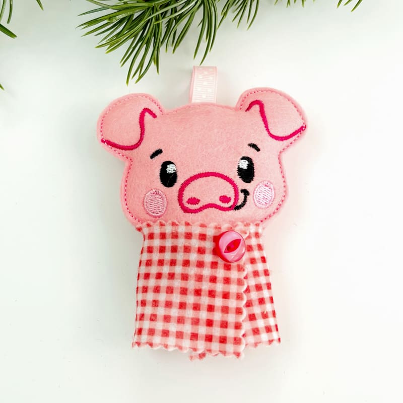 Christmas Pig In Blanket Hanging Decoration Closeup 2