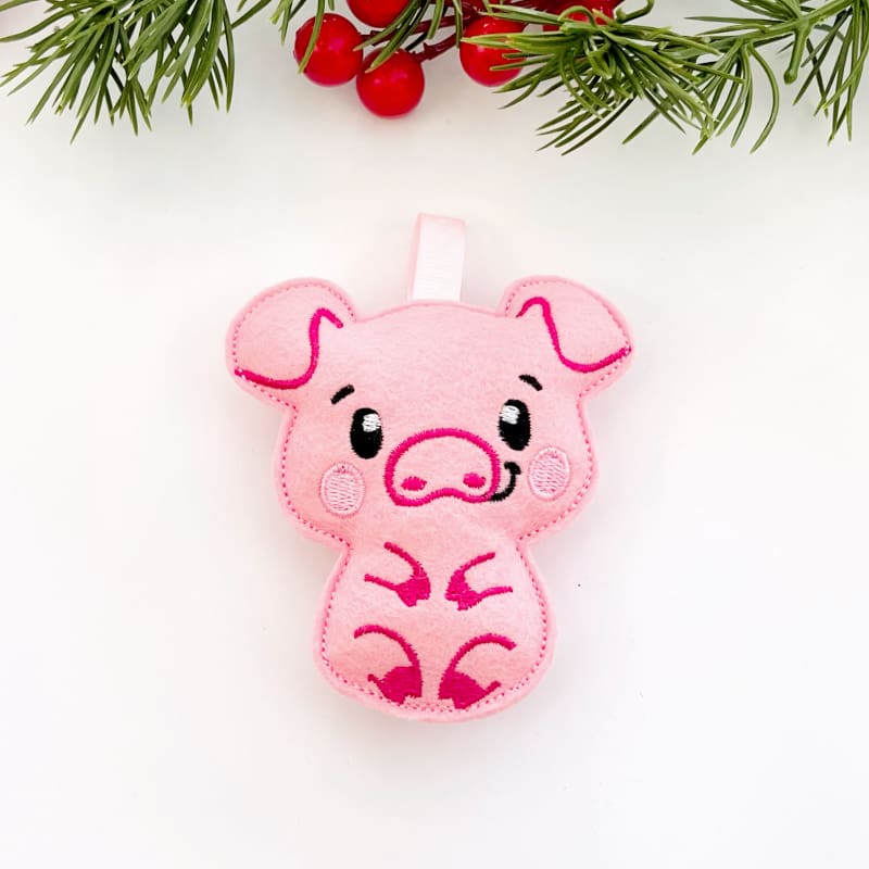 Christmas Pig In Blanket Hanging Decoration Closeup