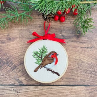 Christmas Robin Embroidered Hoop