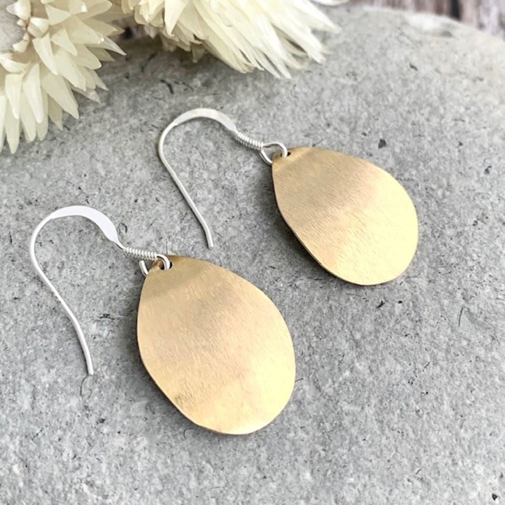 Dangle Oval Brass Gold Earrings