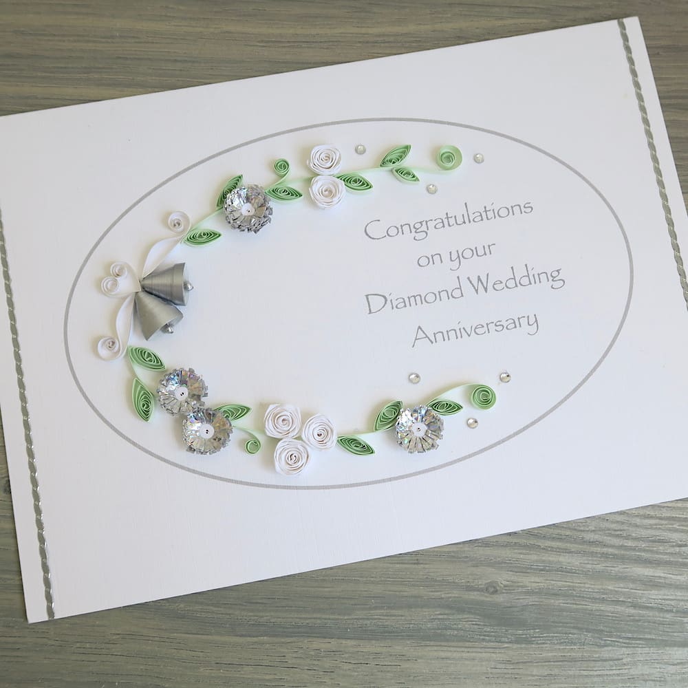 Handmade 60th wedding anniversary with quilled flowers