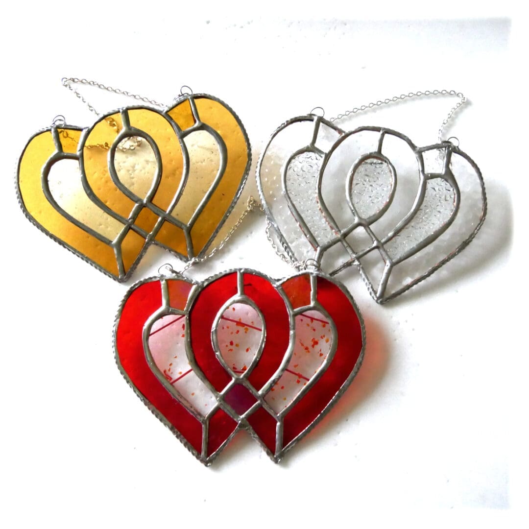 ENTWINED HEARTS ANNIVERSARY STAINED GLASS SUNCATCHER