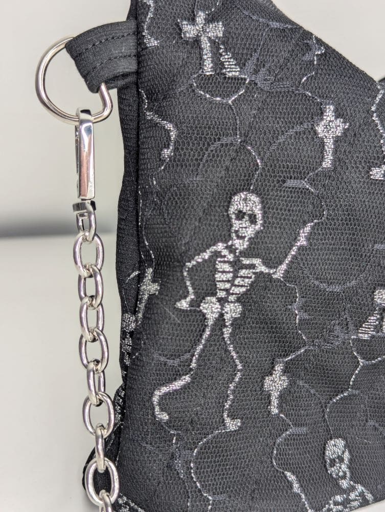 Skeleton cross-body bag with silver chain