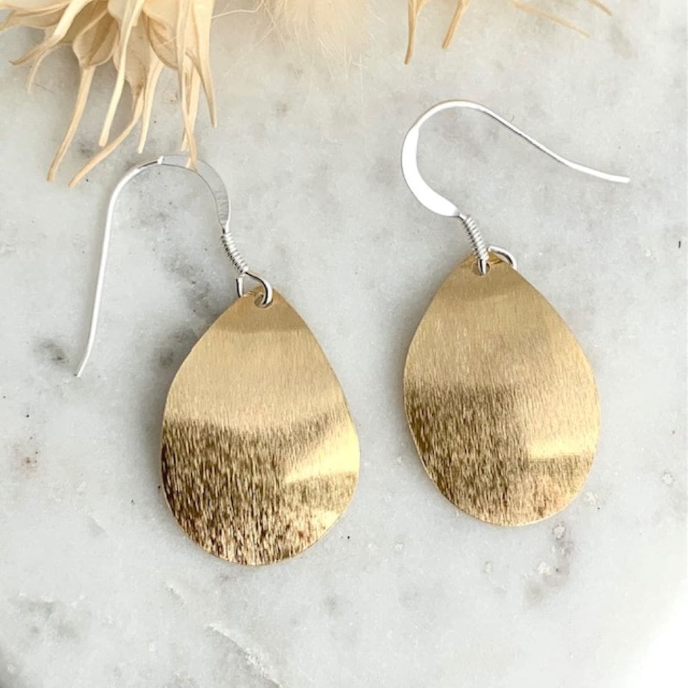 Gold Tone Brass Dangle Earrings