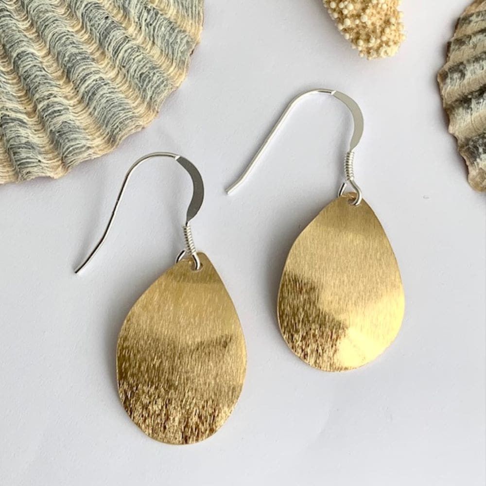 Gold Tone Dangly Brass Earrings