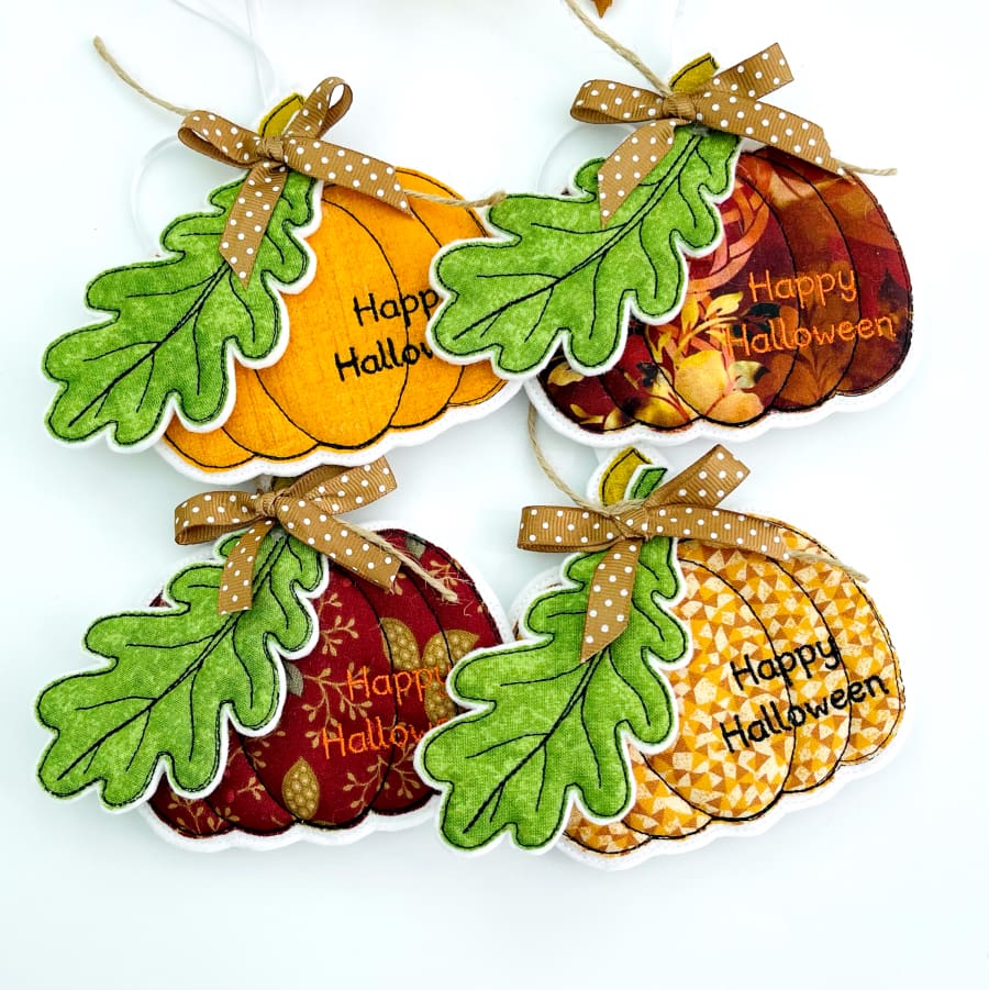 Halloween Pumpkin With Oak Leaf Fabric Hanging Decorations