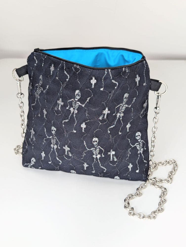 Halloween style evening bag with blue lining