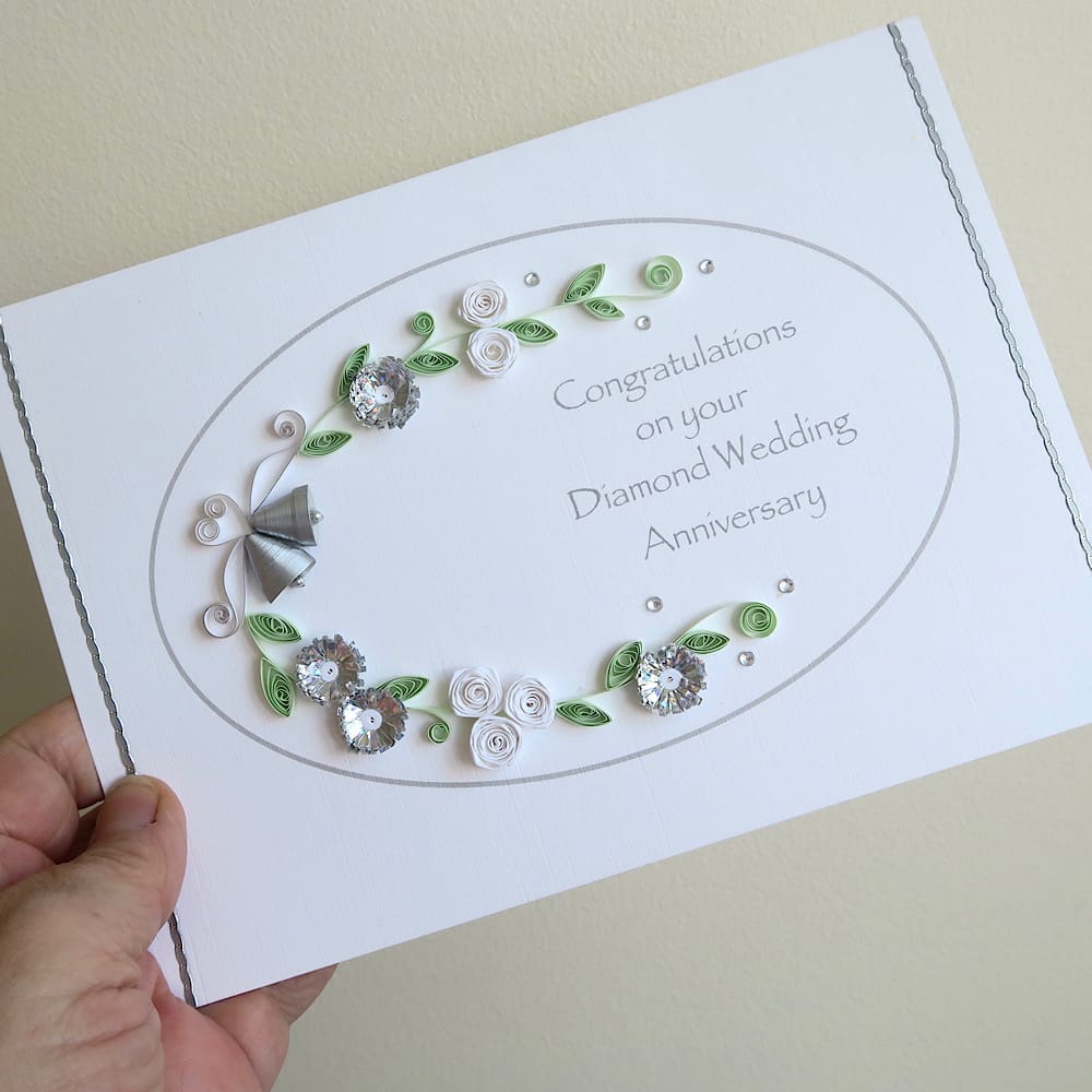 Handmade 60th wedding anniversary with quilled flowers