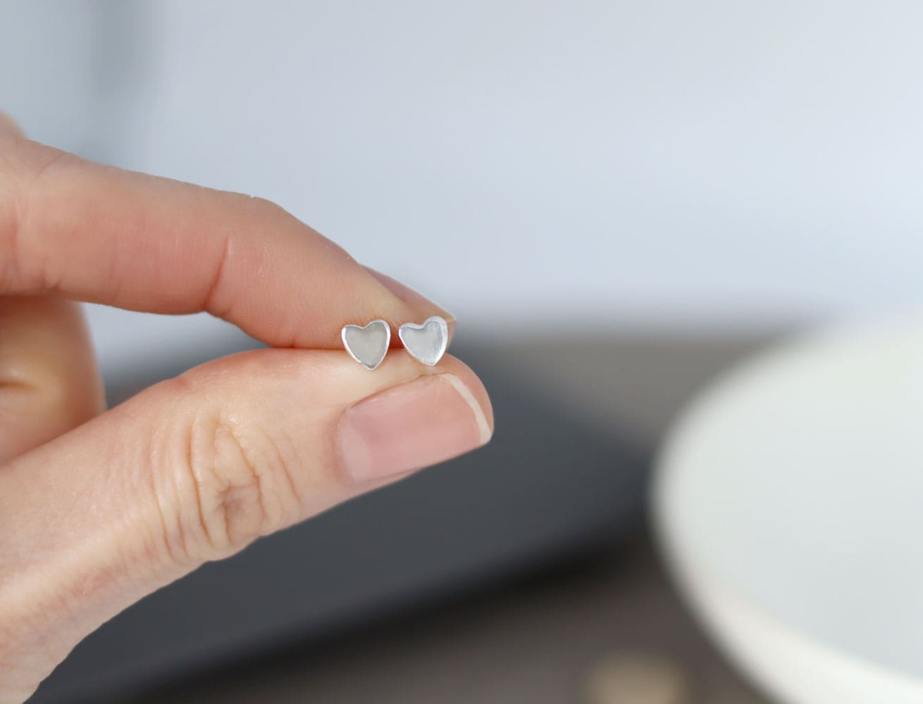 silver heart studs