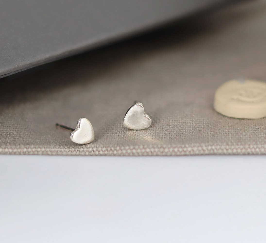 silver heart studs