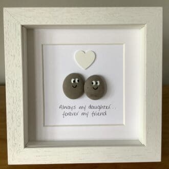 Handmade daughter pebble art frame