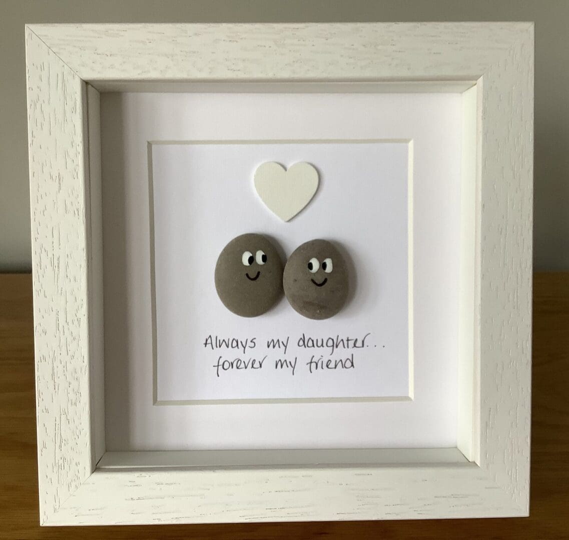 Handmade daughter pebble art frame