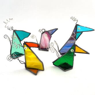 Quirky stained glass birds