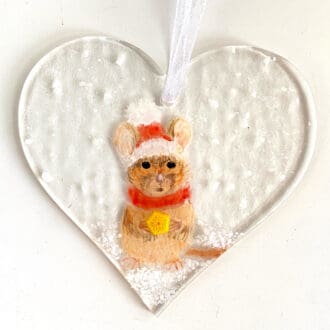 Hand painted Christmas mouse heart