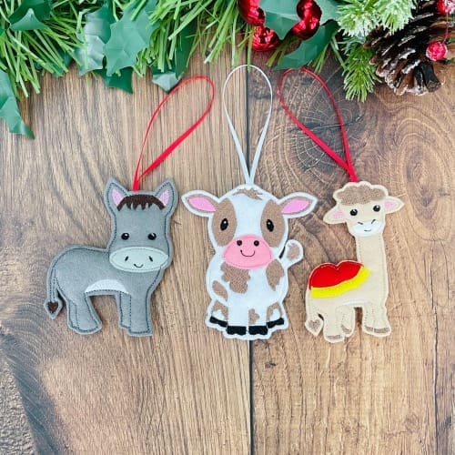 Nativity Gingerbread Hanging Decorations Donkey Cow Camel