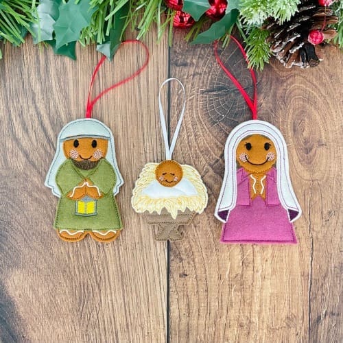 Nativity Gingerbread Hanging Decorations Mary Joseph Baby