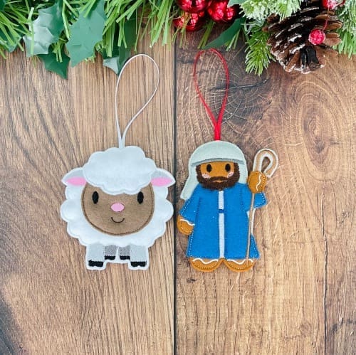 Nativity Gingerbread Hanging Decorations Shepherd Sheep