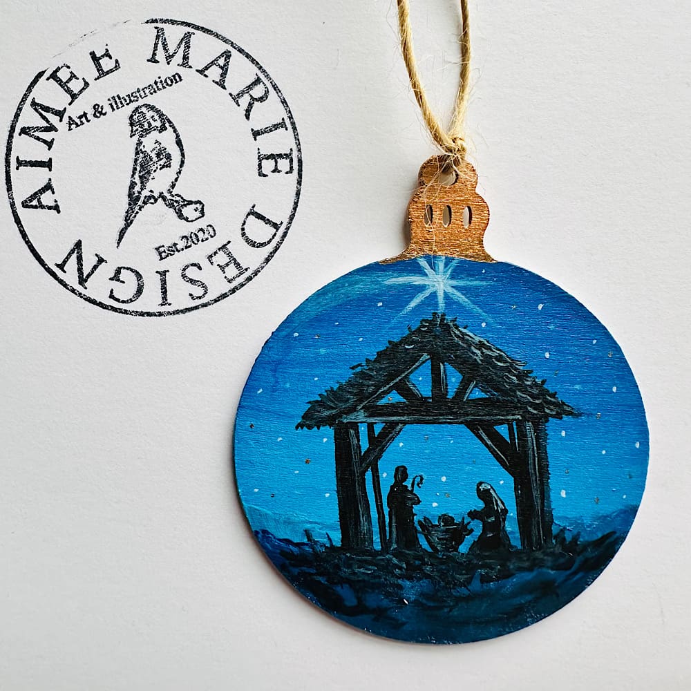 nativity scene silhouette bauble