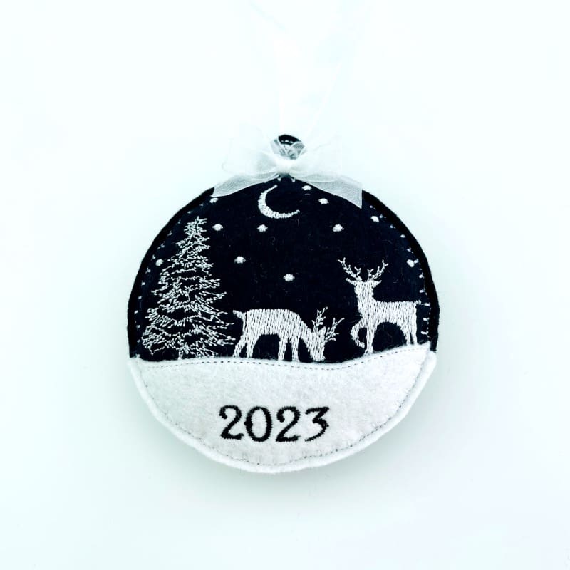 Night Sky Christmas Bauble Handcrafted Deer