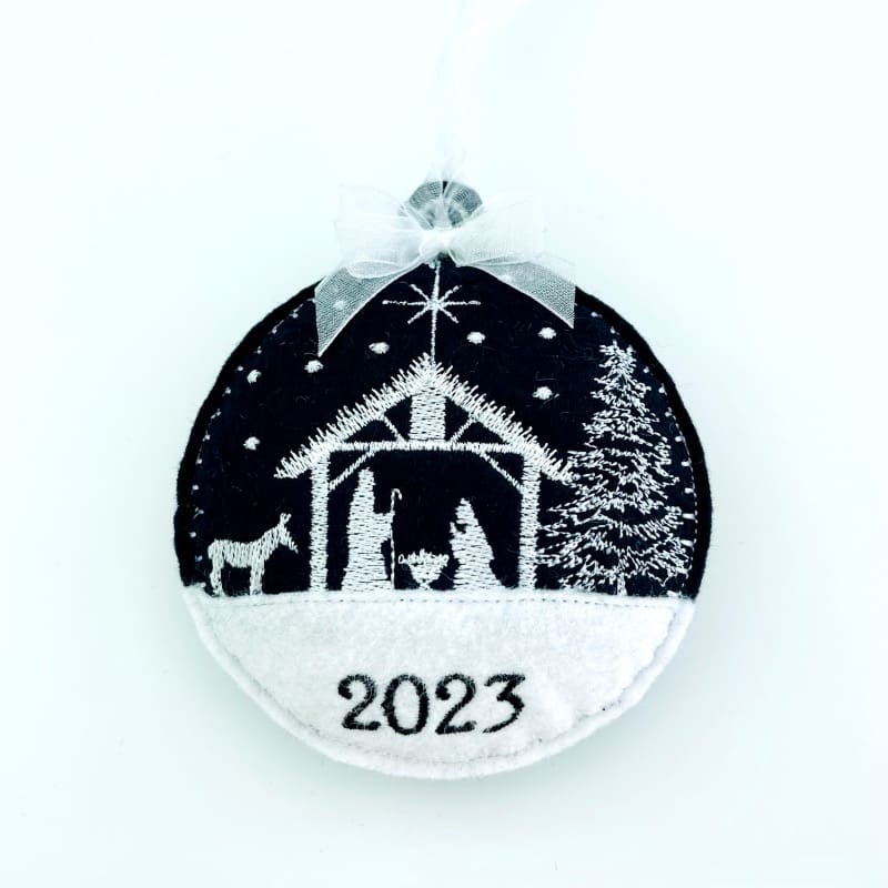 Night Sky Christmas Bauble Handcrafted Manger