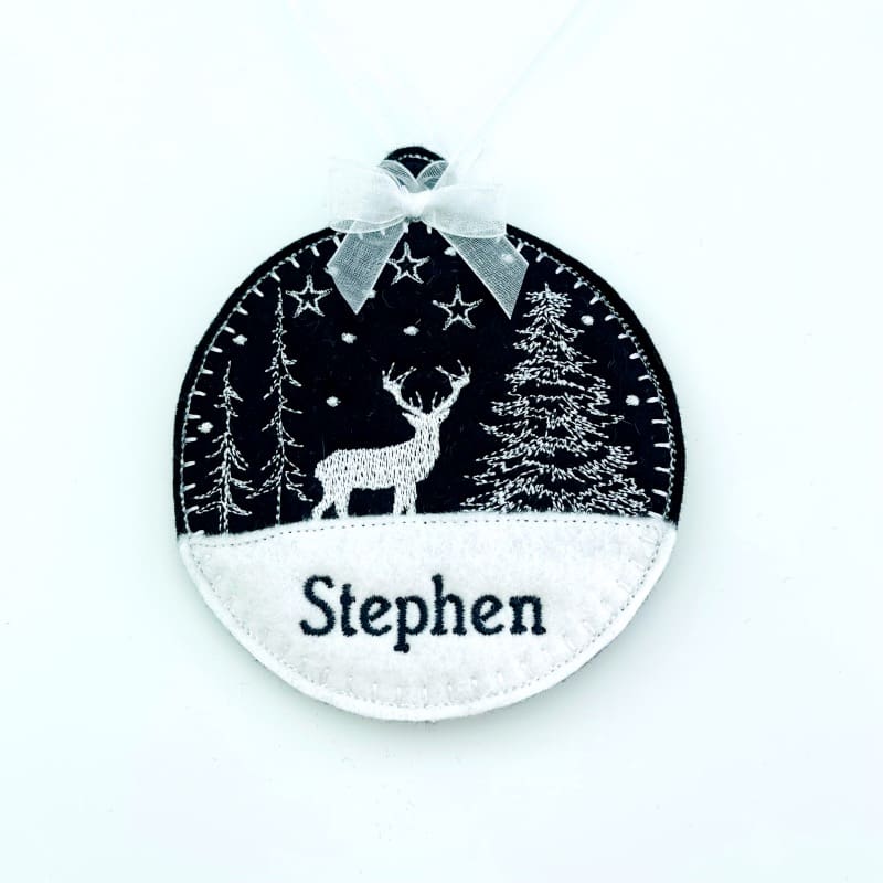 Night Sky Christmas Bauble Handcrafted Reindeer