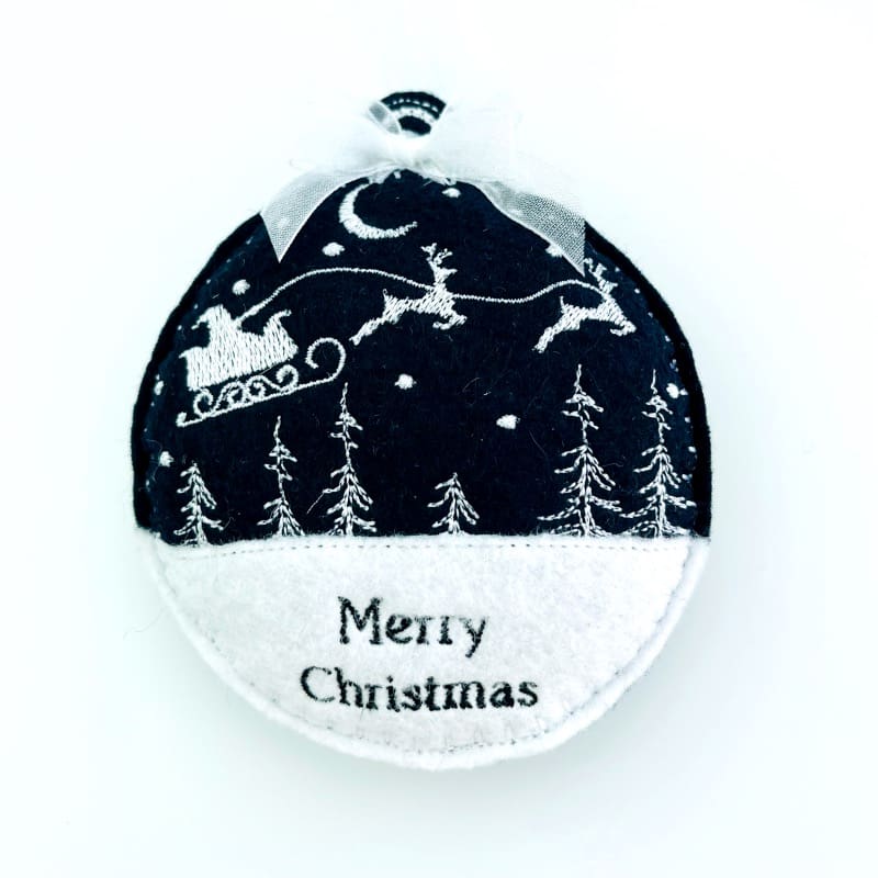 Night Sky Christmas Bauble Handcrafted Santa Sleigh