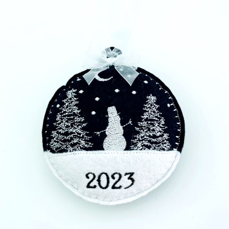 Night Sky Christmas Bauble Handcrafted Snowman