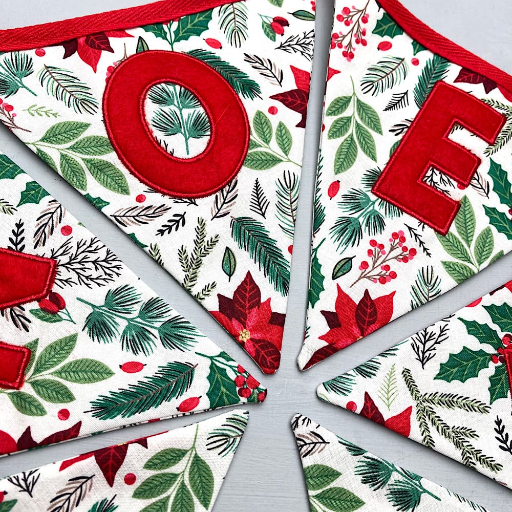 Personalised Christmas Bunting close up