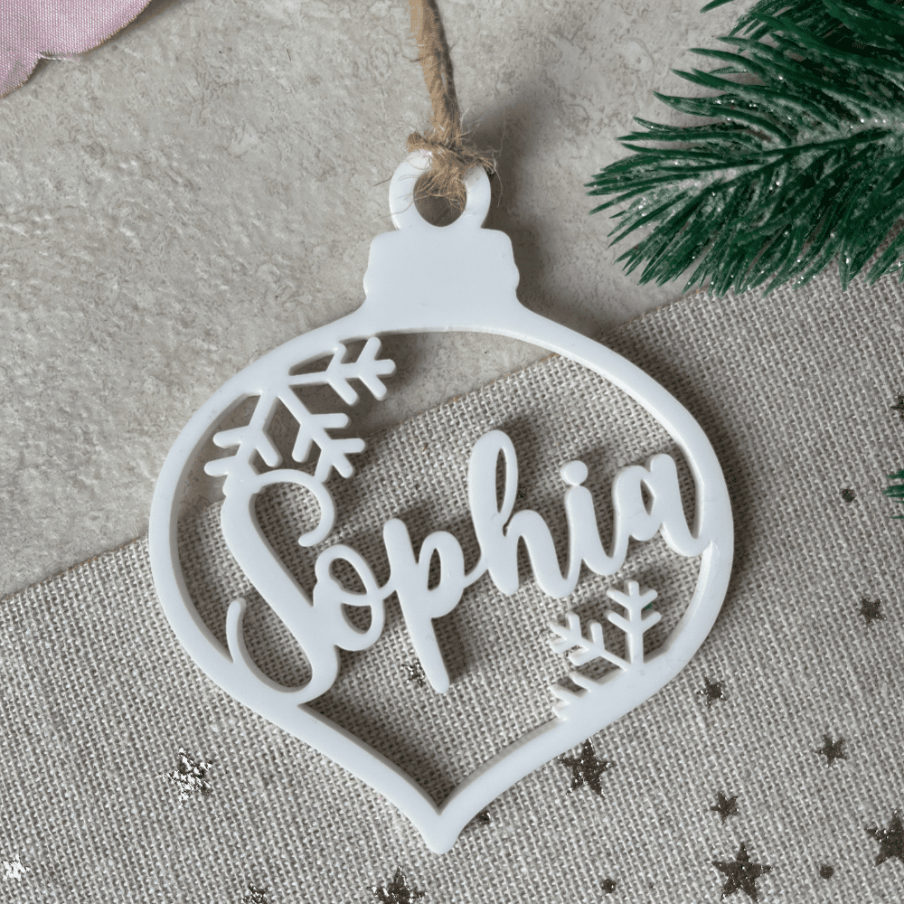 personalised snowflake bauble tree decoration