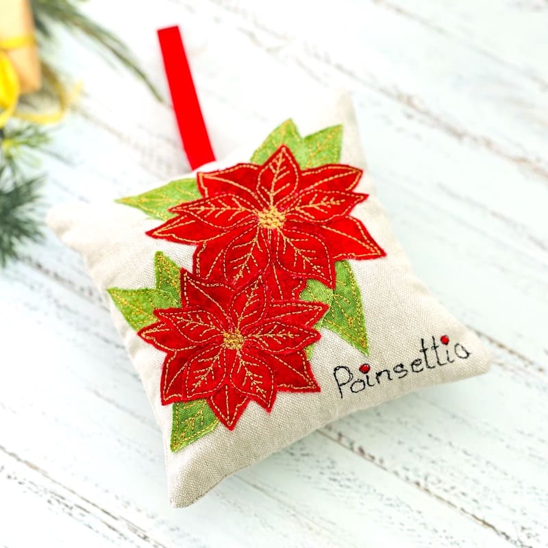 Poinsettia Linen Lavender Bag