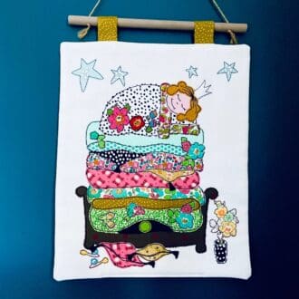 Princess and the Pea fairytale textile art wall hanging decoration