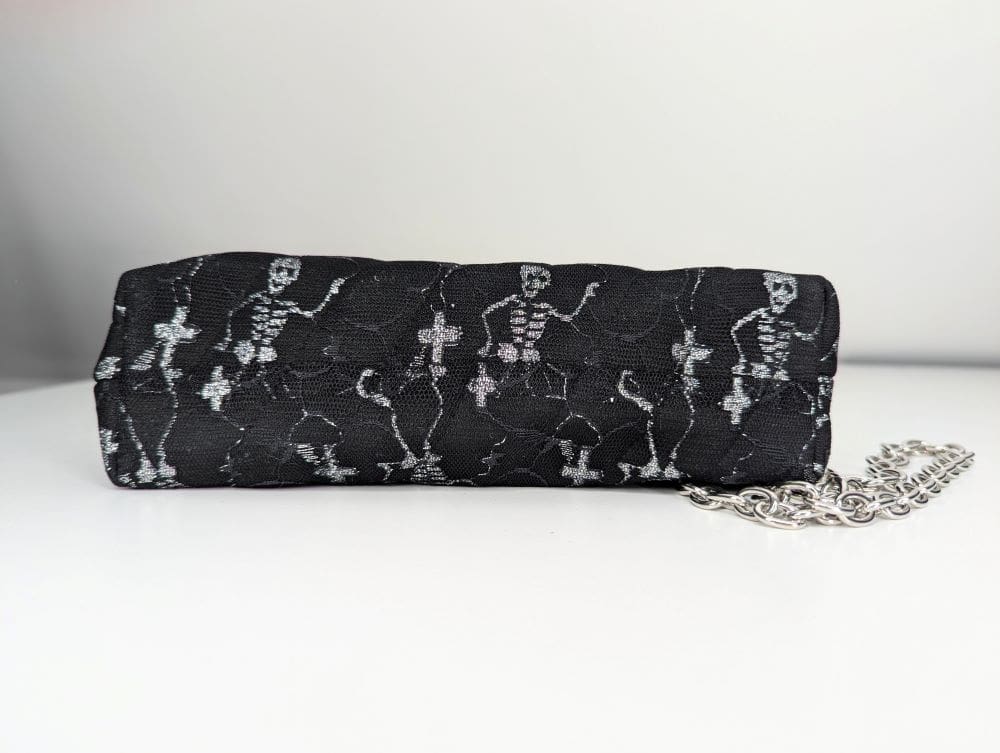 Black Gothic fancy dress bag with skeletons